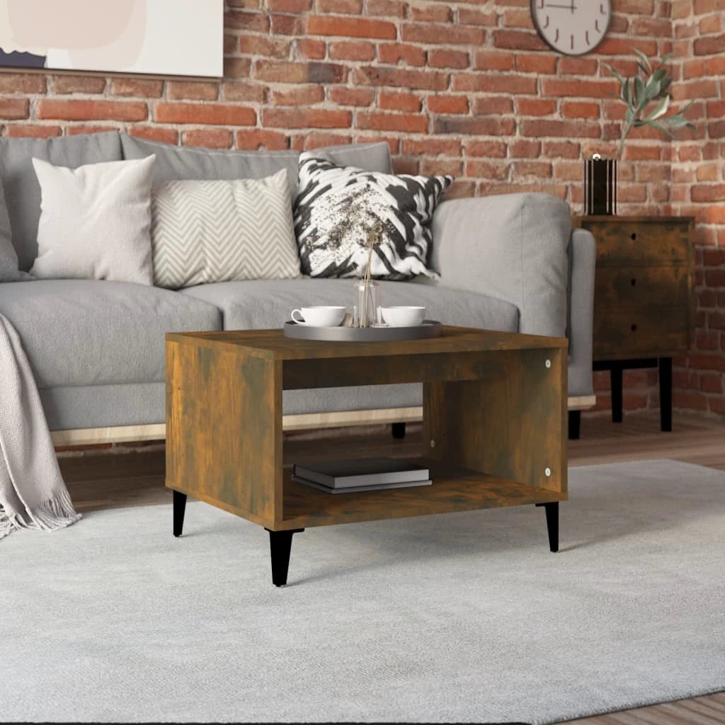 vidaXL VidaXL Coffee Table 60x50x40 Cm Smoked Oak Finish Engineered Wood For Modern Living Rooms - Coffee Table
