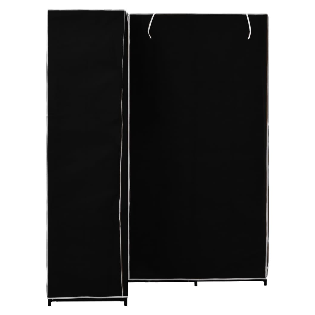 VidaXL Corner Wardrobe 130x87x169 Iron Frame Bedroom two black fabric-panel wardrobes for corner storage
