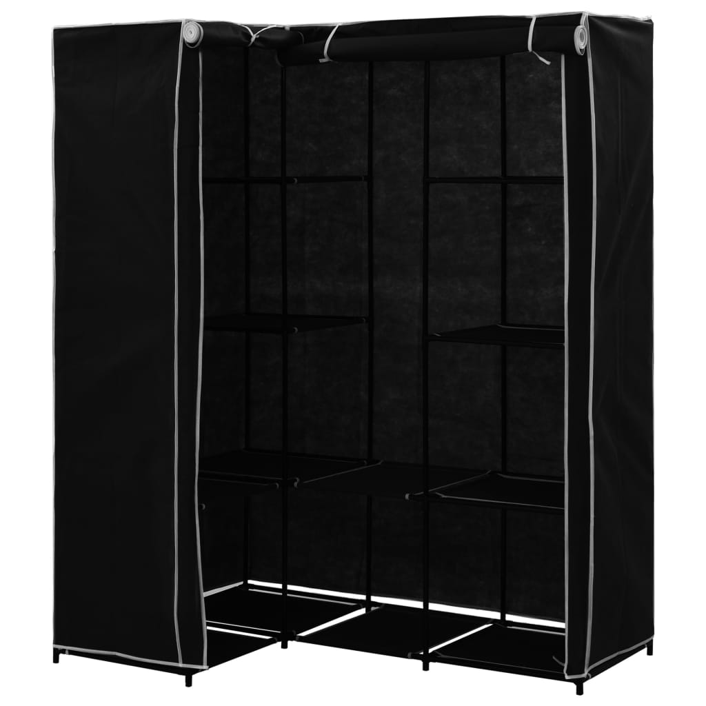 VidaXL Corner Wardrobe 130x87x169 Iron Frame Bedroom, a corner wardrobe with metal frame and fabric panels.