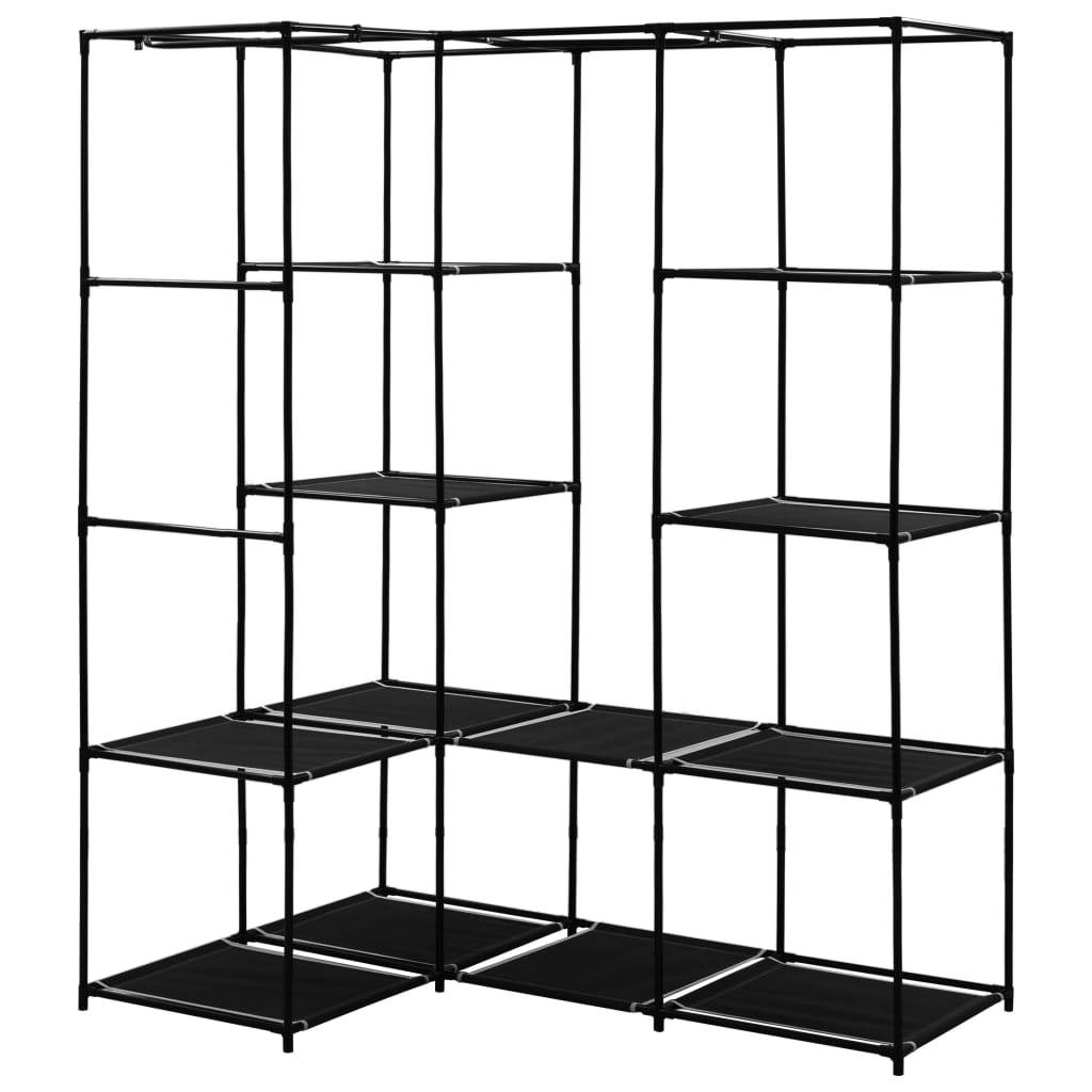 VidaXL Corner Wardrobe 130x87x169 Iron Frame Bedroom: black metal corner wardrobe frame for clothes.