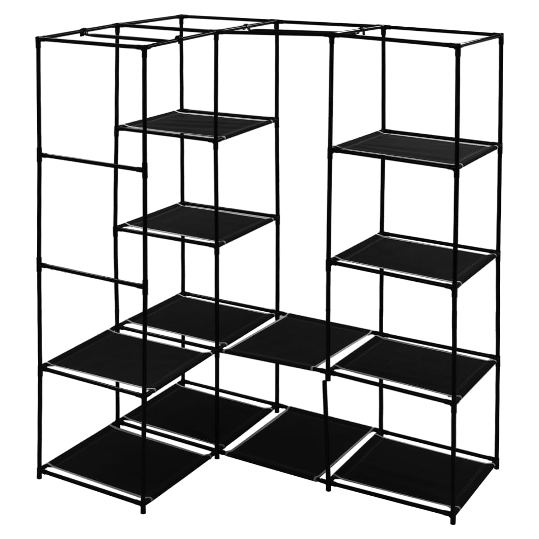 VidaXL Corner Wardrobe 130x87x169 Iron Frame Bedroom, black metal corner storage with open shelves