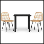 vidaXL 3 Piece Garden Dining Set with Weather Resistant PE Rattan for Outdoor Dining Enthusiasts by vidaXL