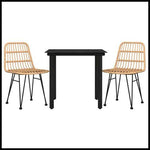 vidaXL 3 Piece Garden Dining Set with Weather Resistant PE Rattan for Outdoor Dining Enthusiasts by vidaXL