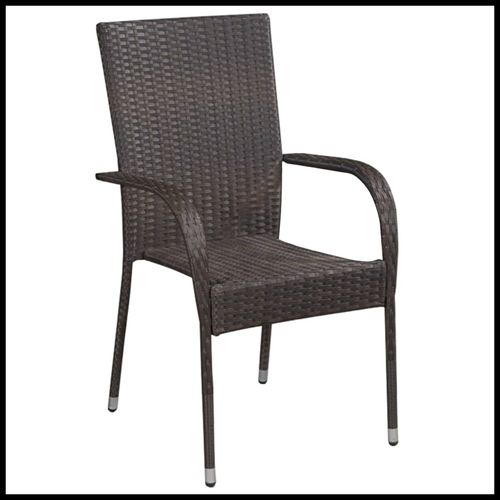 Stylish rattan chair from the vidaXL 5 Piece Garden Dining Set with Solid Acacia Wood Table for outdoor entertaining.