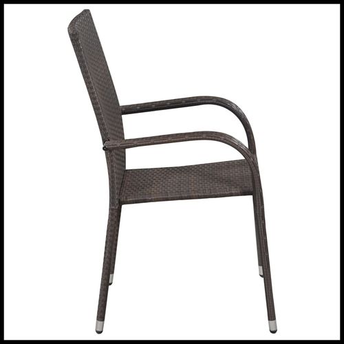 Stylish side view of the vidaXL 5 Piece Garden Dining Set with solid acacia wood table and weather-resistant rattan chairs.