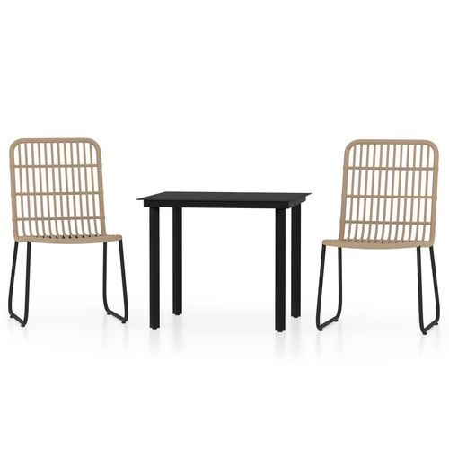 Stylish vidaXL 3 Piece Garden Dining Set Oak with Sturdy Steel Frame and Easy Clean Glass Top for Outdoor Entertaining.