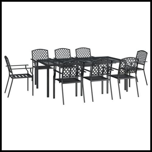 vidaXL 3 Piece Garden Dining Set with Anthracite Steel Construction, perfect for elegant outdoor entertaining.
