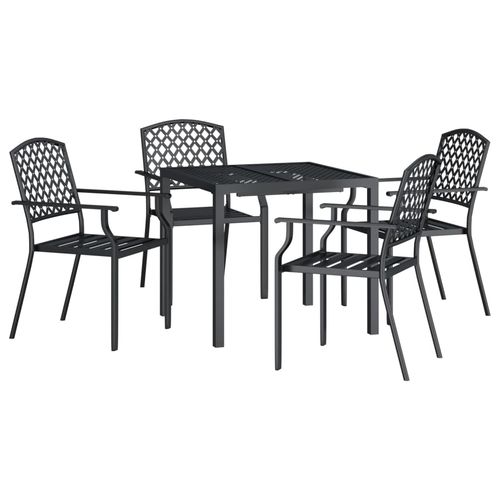 vidaXL 3 Piece Garden Dining Set with Anthracite Steel Construction, perfect for stylish outdoor entertaining.