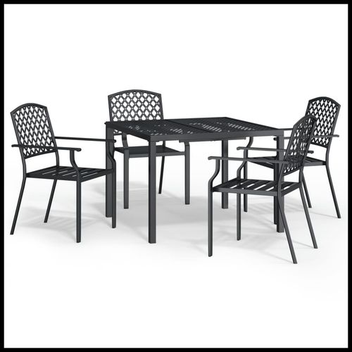 Stylish vidaXL 3 Piece Garden Dining Set with Anthracite Steel Construction, perfect for outdoor entertaining.