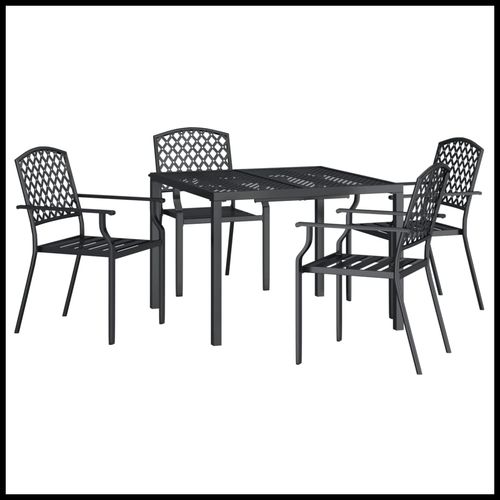 Stylish vidaXL 3 Piece Garden Dining Set with Anthracite Steel Construction, perfect for outdoor entertaining.
