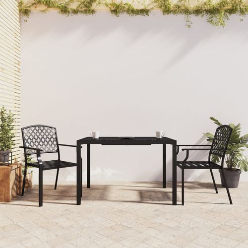 Stylish vidaXL 3 Piece Garden Dining Set with Anthracite Steel Construction, perfect for outdoor entertaining and durability.