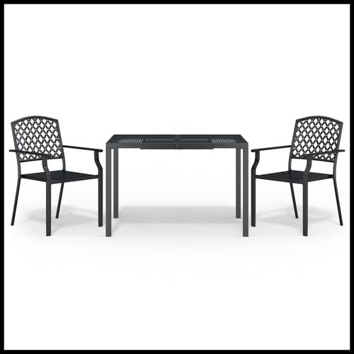 vidaXL 3 Piece Garden Dining Set with Anthracite Steel Construction offers elegant outdoor entertaining solutions.