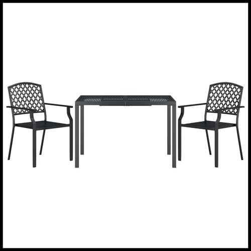 Stylish vidaXL 3 Piece Garden Dining Set with Anthracite Steel Construction, perfect for outdoor entertaining.