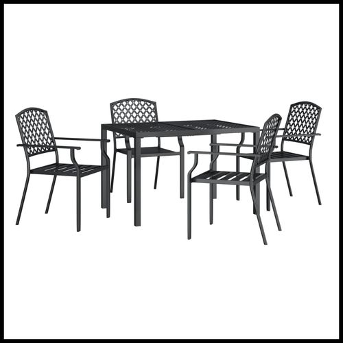 Enjoy outdoor dining with the vidaXL 3 Piece Garden Dining Set featuring anthracite steel construction and elegant design.