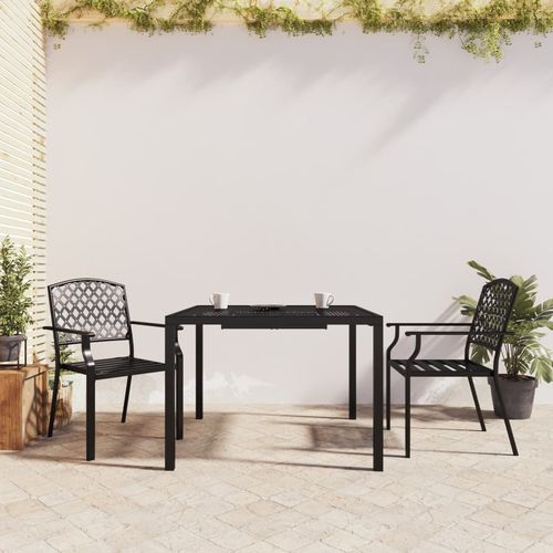 vidaXL 3 Piece Garden Dining Set with Anthracite Steel Construction, perfect for stylish outdoor entertaining.