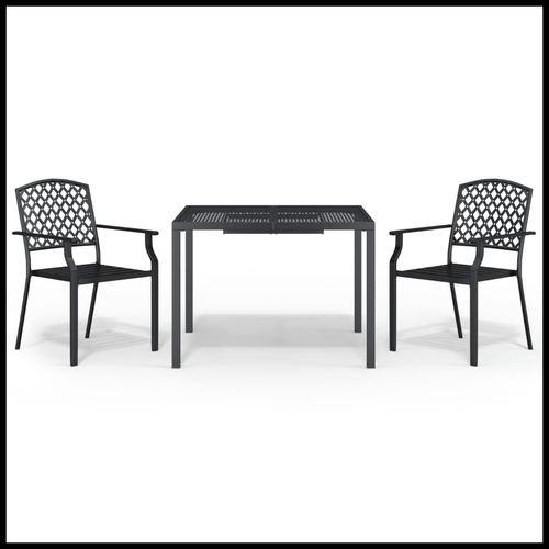Stylish vidaXL 3 Piece Garden Dining Set with Anthracite Steel Construction, perfect for outdoor entertaining.