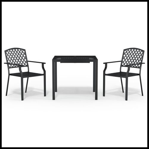 vidaXL 3 Piece Garden Dining Set with Anthracite Steel Construction, perfect for stylish outdoor entertaining.