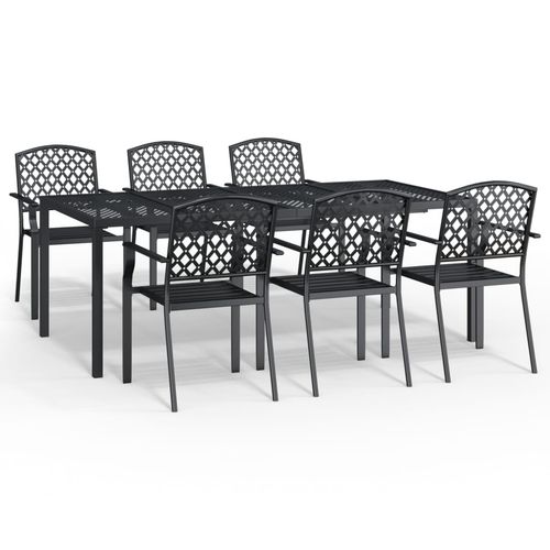Create an inviting outdoor space with the vidaXL 3 Piece Garden Dining Set featuring robust anthracite steel construction.