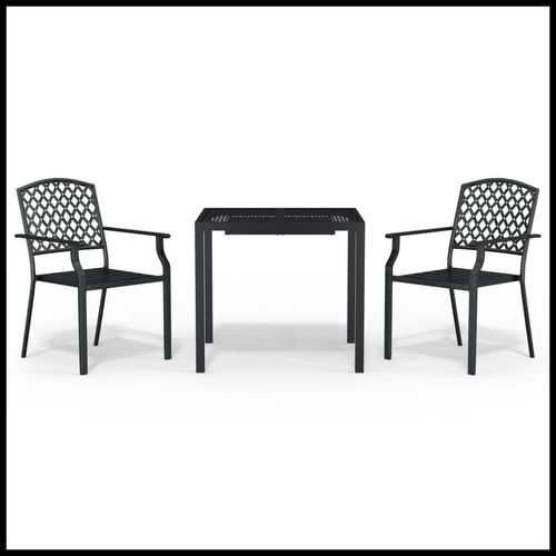 Elegant vidaXL 3 Piece Garden Dining Set with Anthracite Steel Construction, perfect for outdoor entertaining.