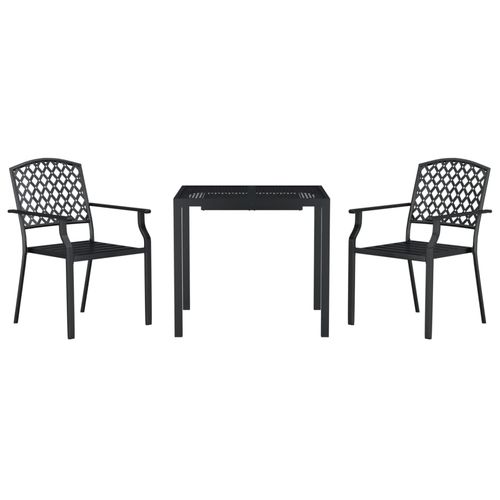 vidaXL 3 Piece Garden Dining Set with Anthracite Steel Construction, perfect for stylish outdoor entertaining.