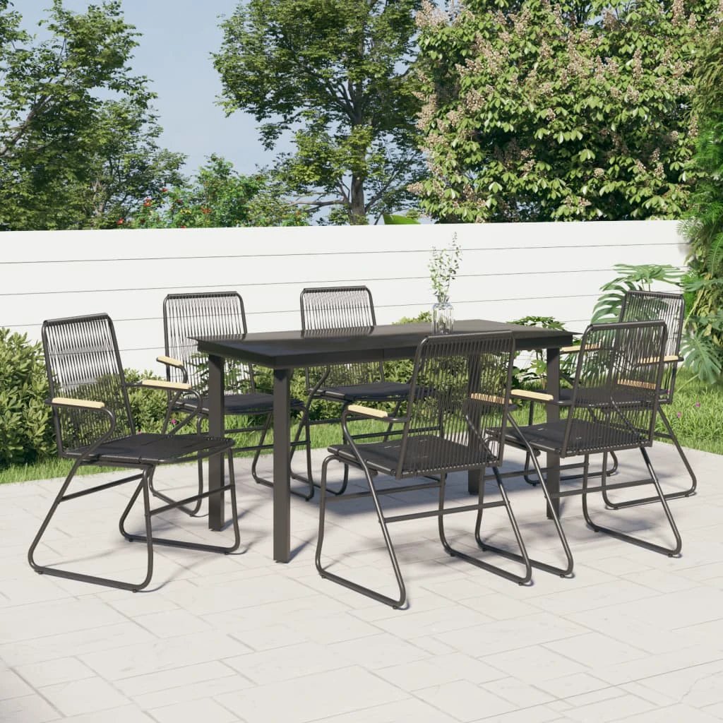 VidaXL 5 Piece Garden Dining Set Black PVC Rattan Outdoor by vidaXL