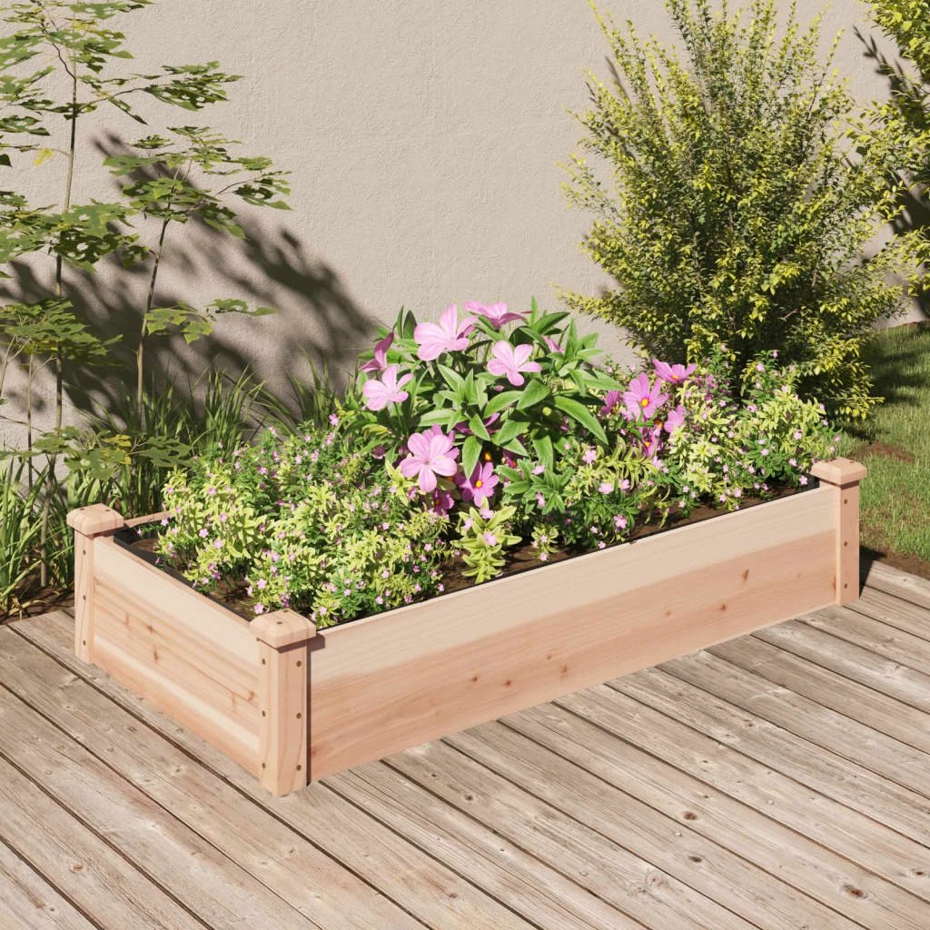 vidaXL Garden Raised Bed with Liner 120x45x25 cm Solid Wood Fir by vidaXL