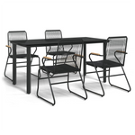vidaXL VidaXL 5 Piece Garden Dining Set Black PVC Rattan Outdoor - Garden Set