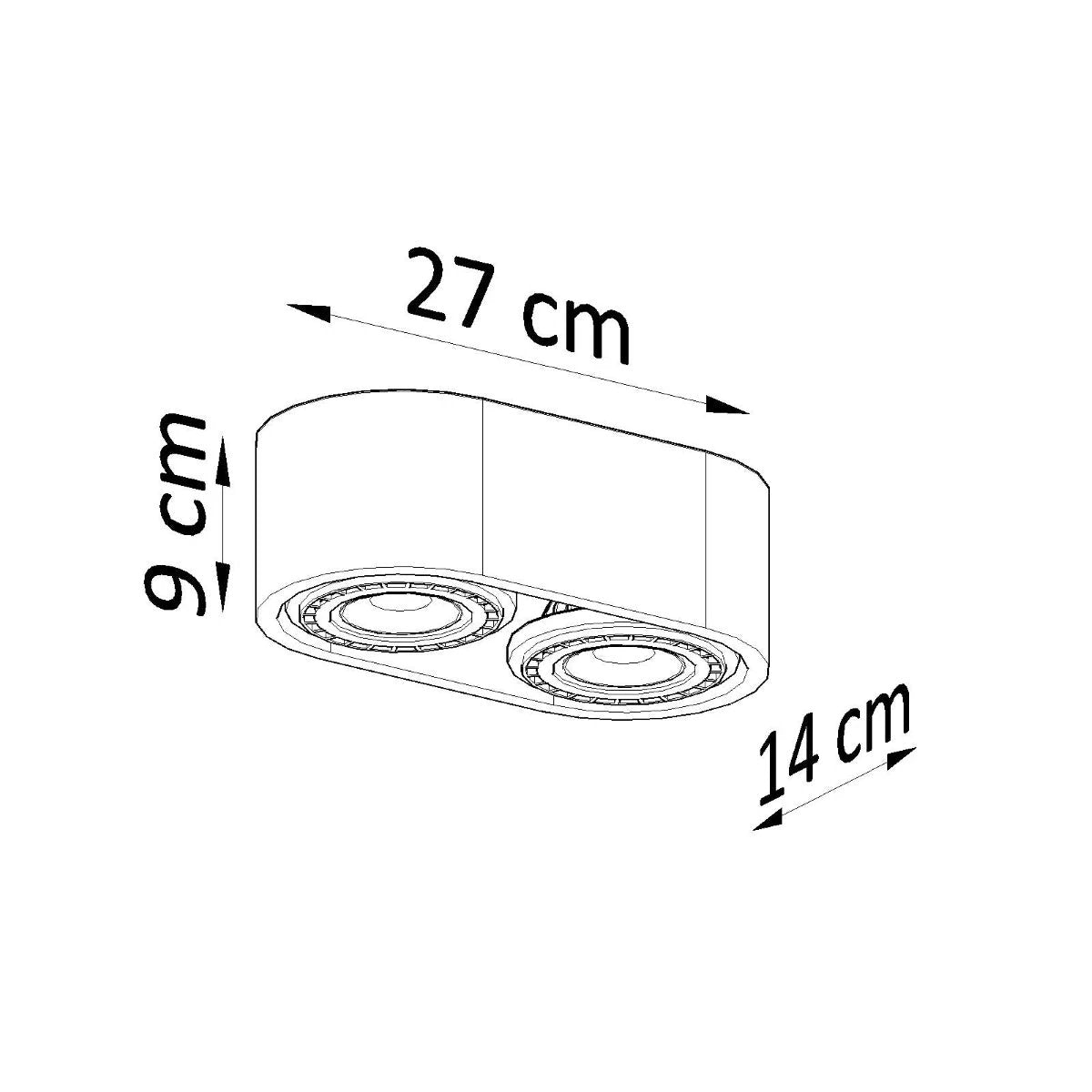Sollux Lighting Industrial Concrete Ceiling Lamp GU10 Dual Spotlight 27x14x9 cm For Modern Homes - Ceiling Lights