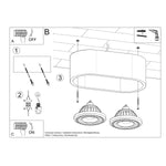 Sollux Lighting Industrial Concrete Ceiling Lamp GU10 Dual Spotlight 27x14x9 cm For Modern Homes - Ceiling Lights