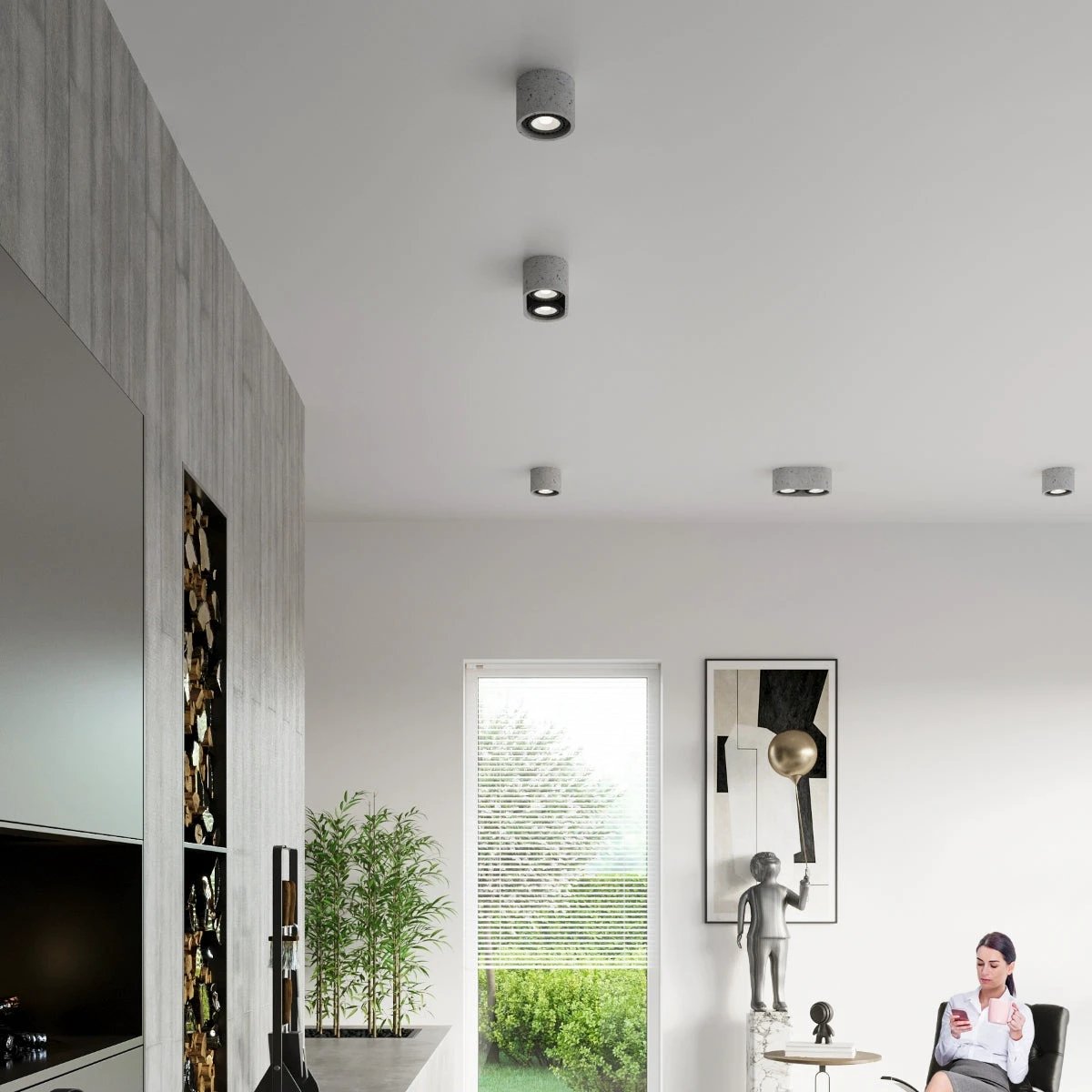 Industrial Concrete Ceiling Lamp GU10 Dual Spotlight 27x14x9 cm For Modern Homes by Sollux Lighting