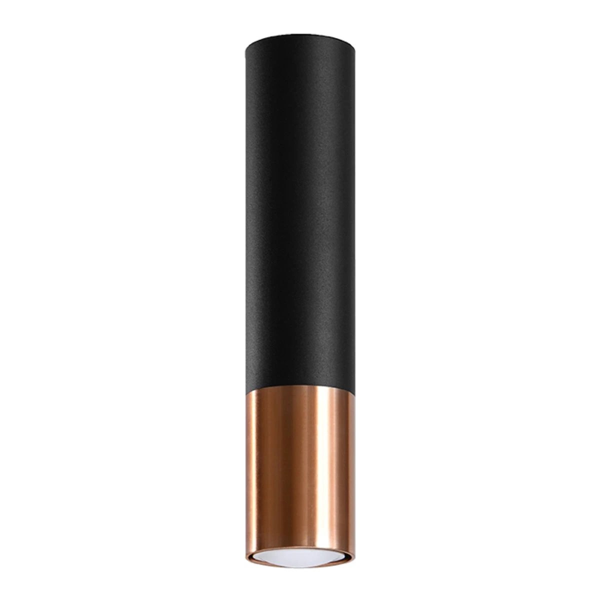 LOOPEZ Ceiling Light 6x6x29cm Steel Black Copper GU10 Minimalist For Modern Interiors by Sollux Lighting