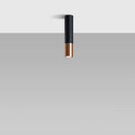 LOOPEZ Ceiling Light 6x6x29cm Steel Black Copper GU10 Minimalist For Modern Interiors by Sollux Lighting