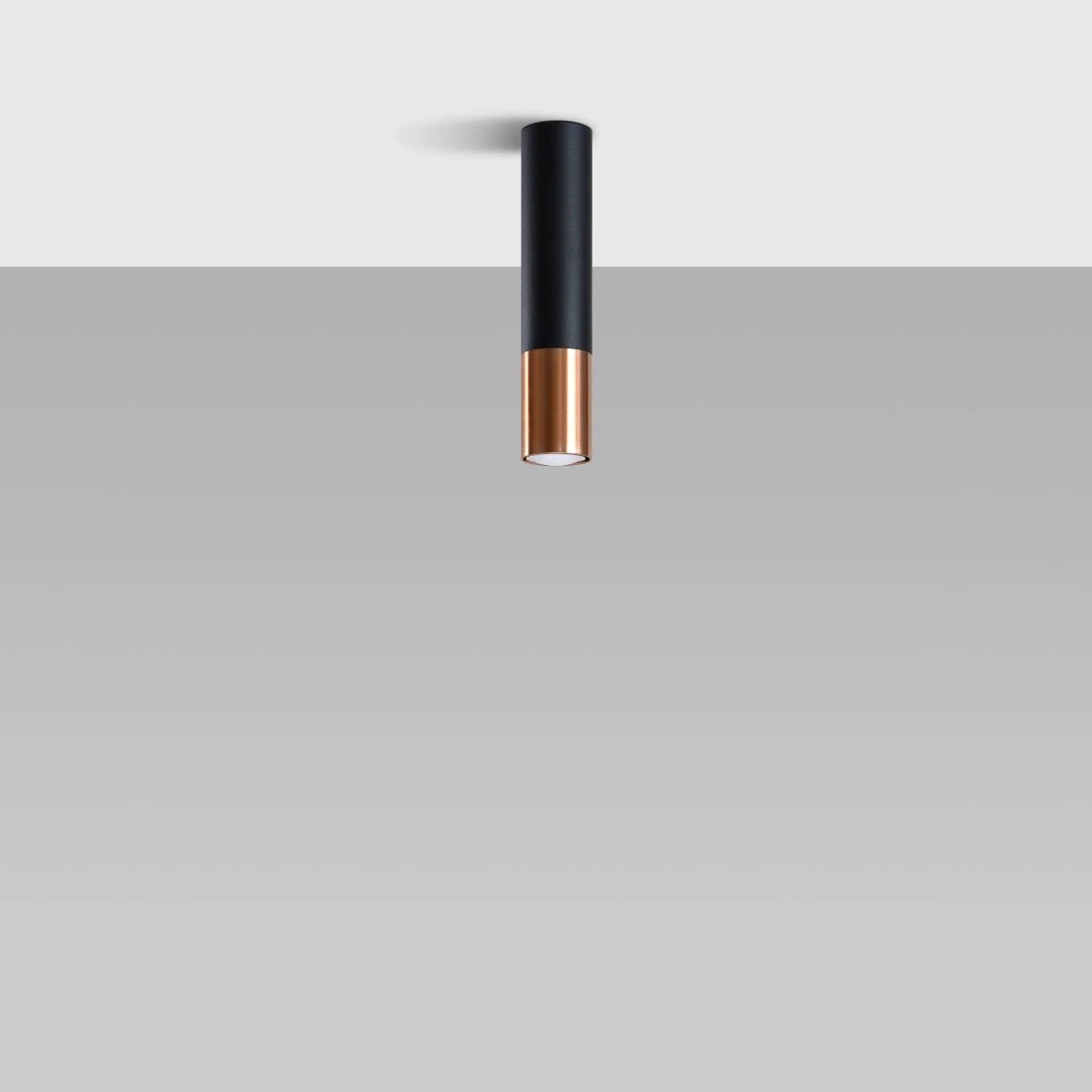 LOOPEZ Ceiling Light 6x6x29cm Steel Black Copper GU10 Minimalist For Modern Interiors by Sollux Lighting