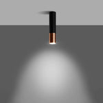 LOOPEZ Ceiling Light 6x6x29cm Steel Black Copper GU10 Minimalist For Modern Interiors by Sollux Lighting