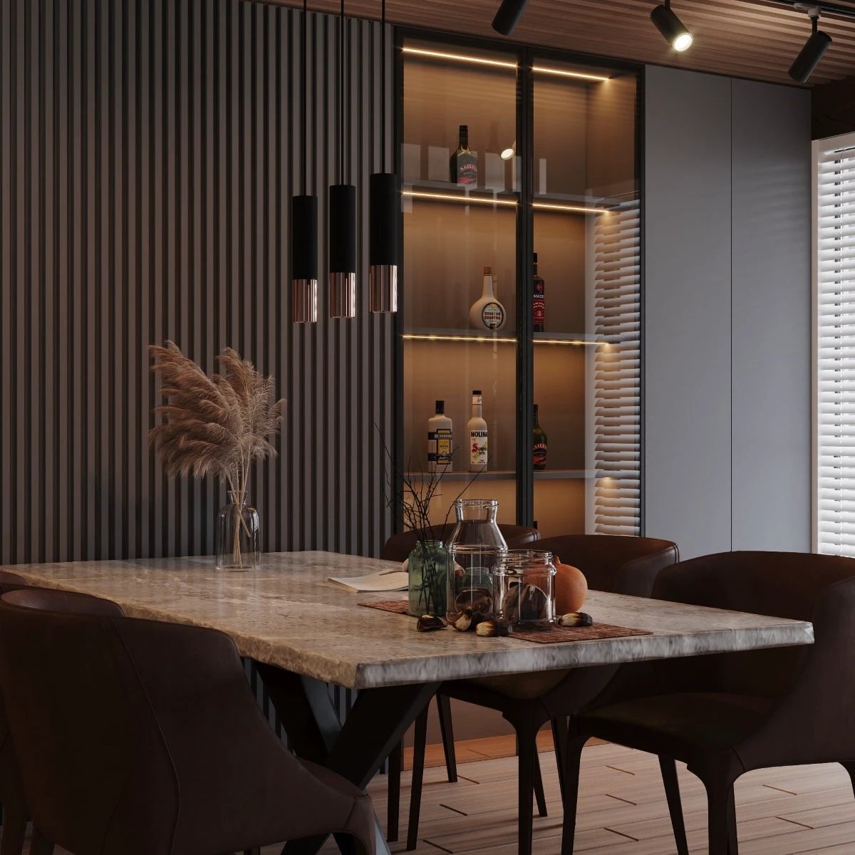LOOPEZ Ceiling Light 6x6x29cm Steel Black Copper GU10 Minimalist For Modern Interiors by Sollux Lighting