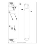Lagos Ceiling Lamp 6x6x40 cm Steel GU10 Indoor by Sollux Lighting