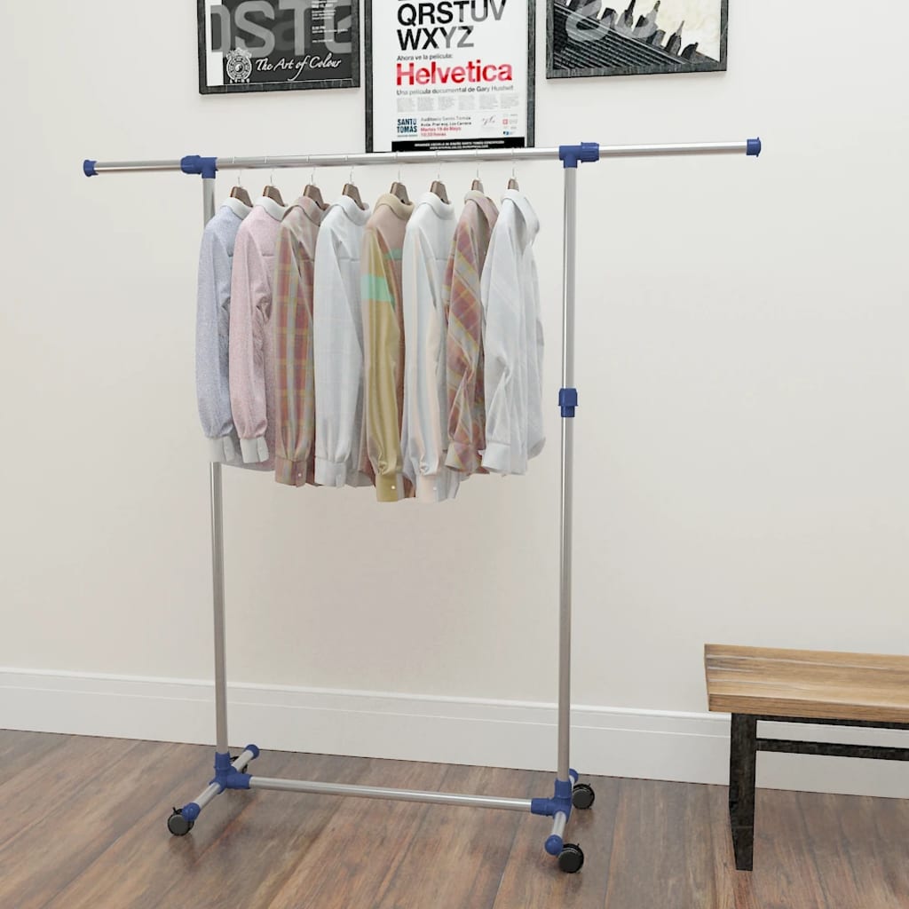vidaXL Adjustable Clothes Rack 165x44x150 cm Stainless Steel Adjustable Height For Bedroom - vidaXL - Home Symphony
