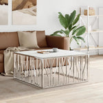 VidaXL Coffee Table 100x100x50 cm Stainless Steel And Glass Tempered Top Modern Centerpiece For Living Rooms by vidaXL
