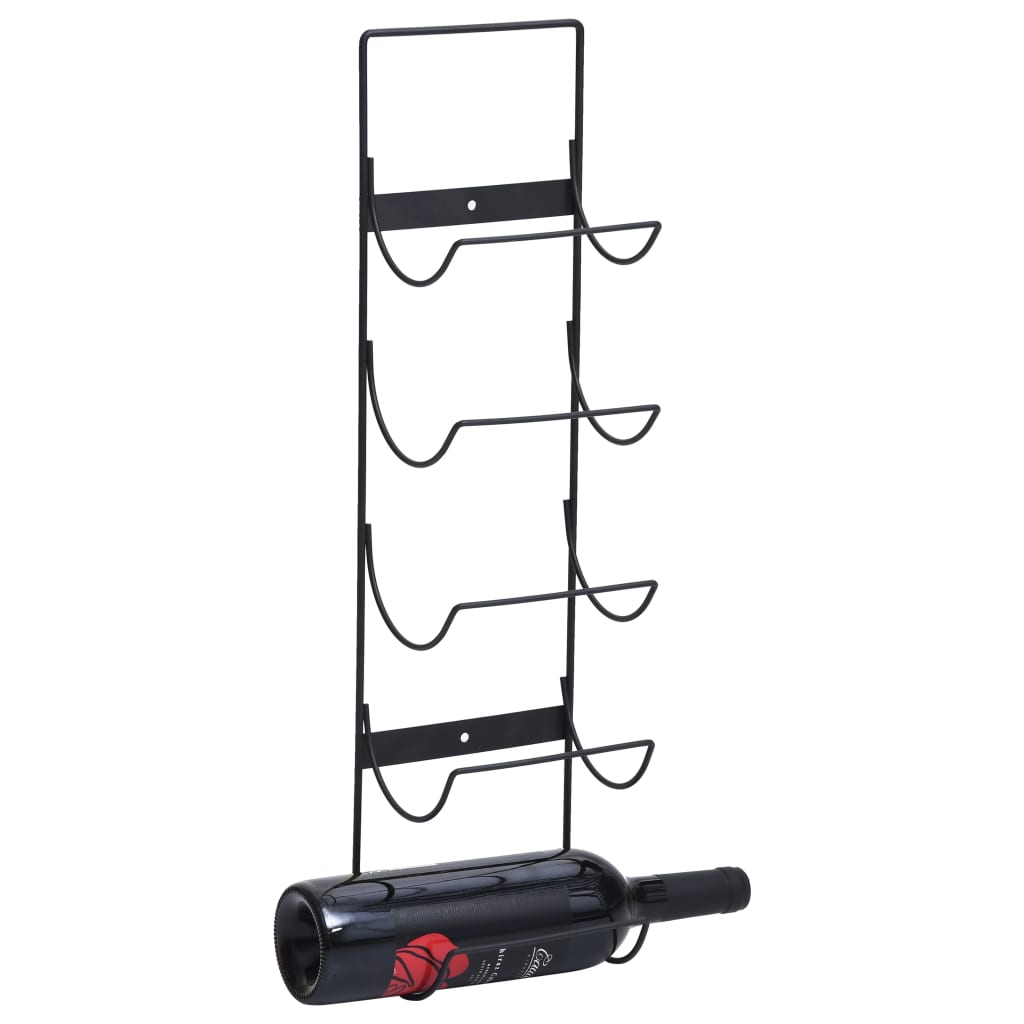 vidaXL Wall Mounted Wine Rack for 5 Bottles Black Iron adds industrial charm and stylishly stores your favorite wines.