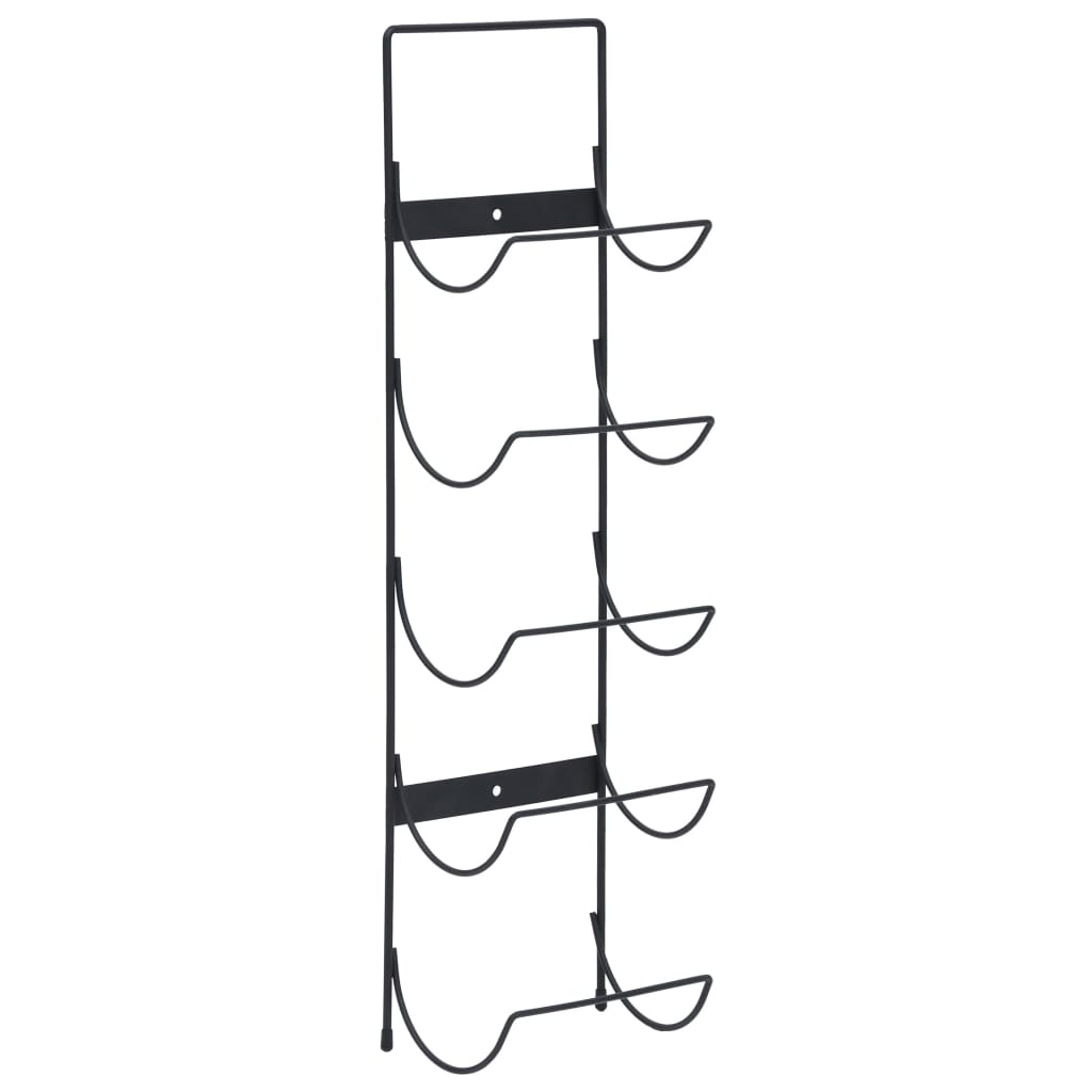 Stylish vidaXL Wall Mounted Wine Rack for 5 Bottles Black Iron, perfect for showcasing wine and enhancing home decor.