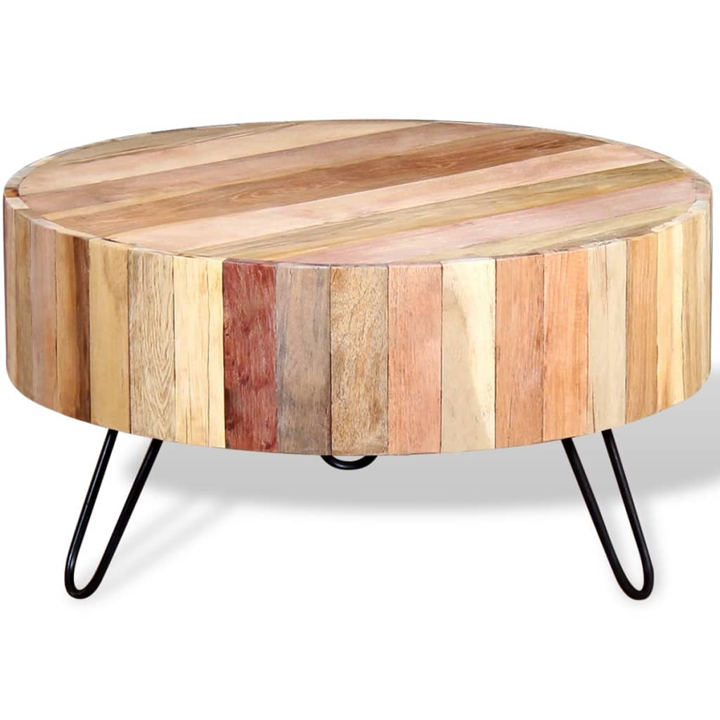 VidaXL Reclaimed Wood Coffee Table Industrial Round Design Handcrafted Living Room - vidaXL - Home Symphony