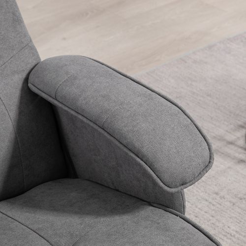 HOMCOM Swivel Recliner Chair and Footstool Linen-touch Fabric Wooden Base, Grey - Home Symphony