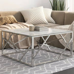 vidaXL Coffee Table 120 cm L 60 cm W Marble Effect Glass Top For Modern Living Rooms by vidaXL