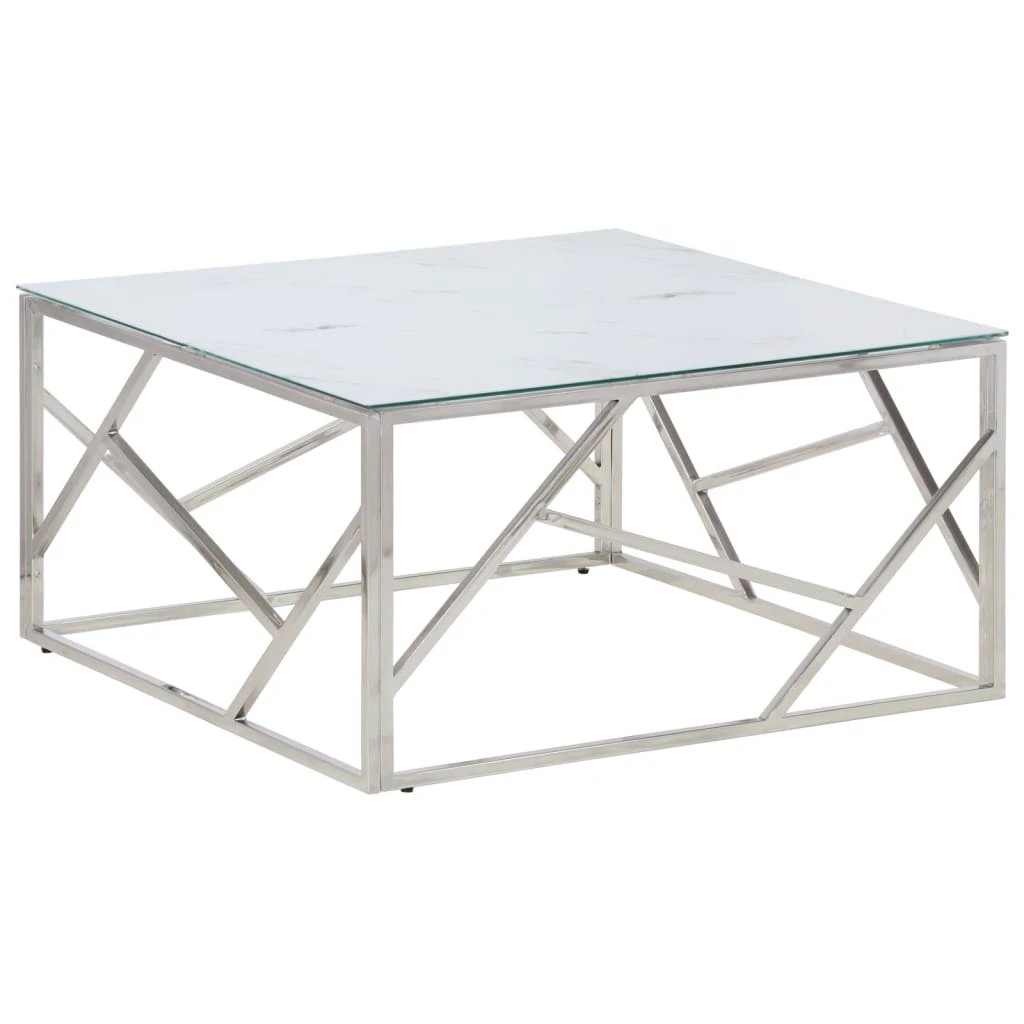 vidaXL Coffee Table 120 cm L 60 cm W Marble Effect Glass Top For Modern Living Rooms by vidaXL