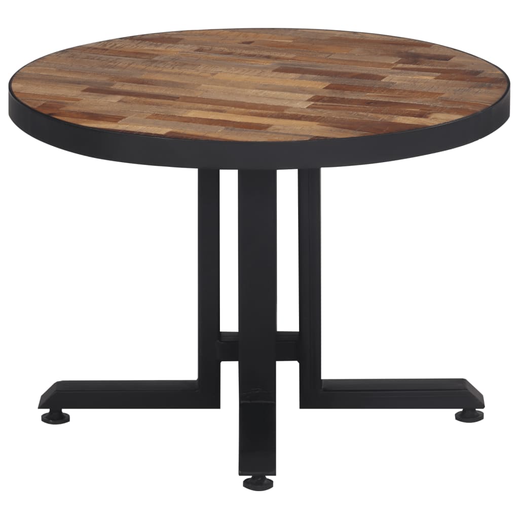 VidaXL Round Coffee Table Diameter 55 cm and Height 40 cm Solid Reclaimed Teak With Black Base For Living Room - vidaXL - Home Symphony