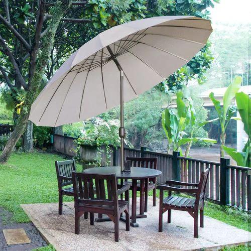 Outsunny 2.5m Round Curved Adjustable Parasol Sun Umbrella Metal Pole Grey by Outsunny