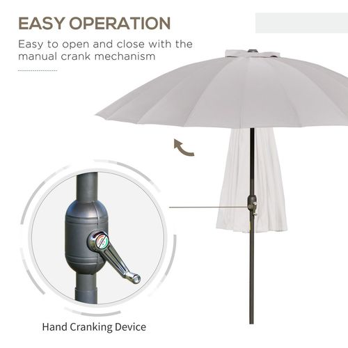 Outsunny 2.5m Round Curved Adjustable Parasol Sun Umbrella Metal Pole Grey - Home Symphony