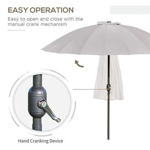 Outsunny 2.5m Round Curved Adjustable Parasol Sun Umbrella Metal Pole Grey by Outsunny