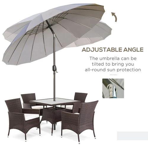 Outsunny 2.5m Round Curved Adjustable Parasol Sun Umbrella Metal Pole Grey by Outsunny