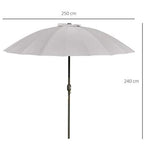 Outsunny 2.5m Round Curved Adjustable Parasol Sun Umbrella Metal Pole Grey by Outsunny